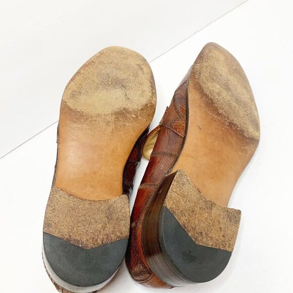 Vintage Nettleton Brown Lizard Skin Loafers 10 C Leather Business Dress Shoes - Picture 8 of 8
